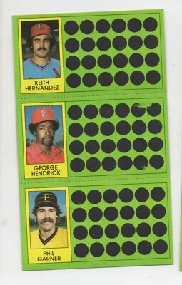 1981 Topps Baseball Scratch Off Keith Hernandez George Hendrick Phil Garner - Image 1 of 2