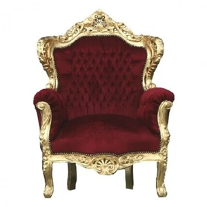 Sillón Trono Barroco Casa Padrino Rey Burdeos / Dorado - Imagen 1 de 1