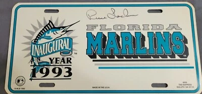 "1993 Florida Marlins Inaugural License Plate Autographed by Renee Lachemann" - Image 1 of 3
