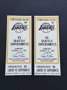 1994-95 Lakers vs Supersonics 15 febbraio scatola proprietari biglietto completo Stub (2) Magic - Foto 1 di 7