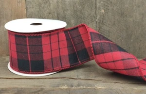 Schleifenband Dekorationsschleife Karo schwarz/rot  6,3 cm breit - 1 Rolle  (9m) - Bild 1 von 1
