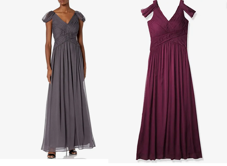 Minuet Women's Ruched Draped Sleeve Long Gown - Image 1 of 1