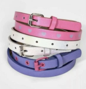 Cat & Jack Girls 3Pack Belts Hearts, Glitter, purple Size XL - Picture 1 of 4