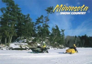 Cartolina Minnesota "Paese della neve" motoslitte sport invernali come nuova mai usata - Foto 1 di 1