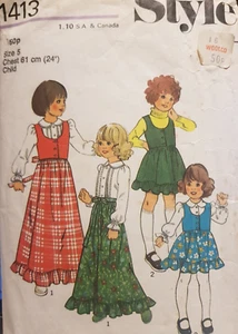 Vintage Sewing Pattern**Childs/Girls Skirt*2 Lengths*Waistcoat*Blouse*STYLE 1413 - Picture 1 of 1