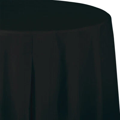 Set of 3 Touch Of Color Plastic Tablecover Black Tablecloth 82" Round - Image 1 of 2