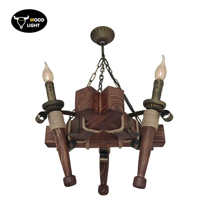 Lámpara colgante de madera, araña de madera, luz de comedor, luz colgante, accesorio de techo Foto 1 de 2