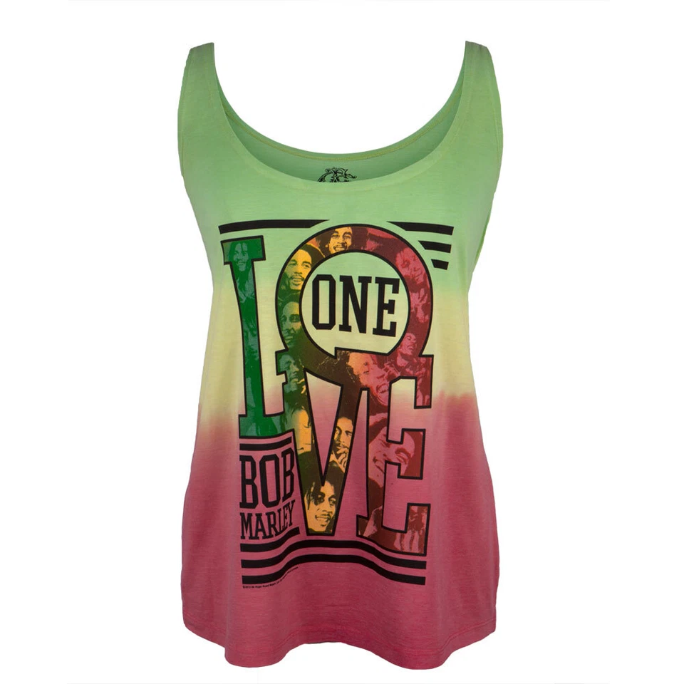 Bob Marley  -  One Love Collage Tie-Dye Juniors Tank Top - Image 1 of 1
