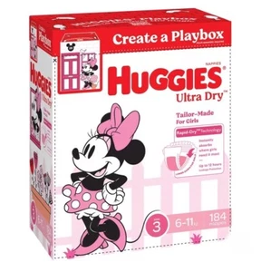 Huggies Girls' Ultra Dry Nappies Size 3 Crawler (6-11kg) 184 Nappies - Foto 1 di 1