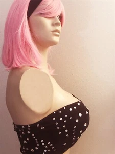 Cynthia Rowley Black Rhinestone Studded Bandeau Mesh Top - Medium - Picture 1 of 8