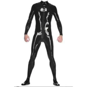 Pure Latex Rubber Gummi Classic Catsuit Bodysuit Sport Jumpsuit 0.4mm S-XXL - Picture 1 of 2