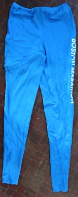 复古女式 BOSTON MARATHON 莱卡跑步裤,蓝色紧身衣 - 大号 — 第 1/4 张图片