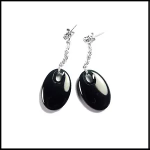【KATHY JADE】Emerald Black Jadeite Earring 《Grade A》 - Picture 1 of 1