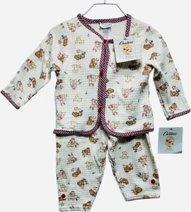 NWT Carter's Vintage Waffle Weave Bear Bunny Puppy Print 2pc Set, 6-9 mos. - Picture 1 of 3
