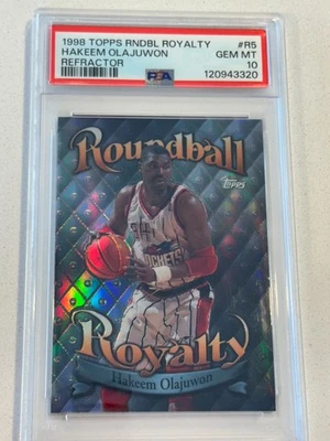 1998 TOPPS ROUNDBALL ROYALTY REFRACTOR #R5 HAKEEM OLAJUWON PSA 10 - Image 1 of 2