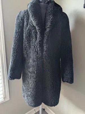 Винтажное пальто шерпа из натуральной черной овчины Eddie Bauer средний размер 80-е/90-е сделано в США - Изображение 1 из 3