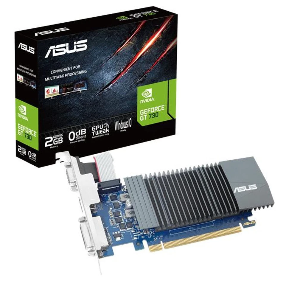 ASUS NVIDIA GeForce GT730 2GB GDDR5 tarjeta gráfica delgada GT730-SL-2GD5-BRK-E 526 Foto 1 de 1