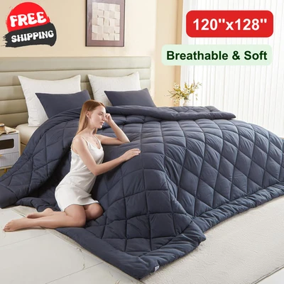 MIOTO 128x120 Oversized King Comforter Extra Large King Size Comforter Oversized, Gray