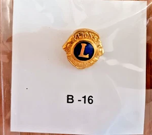 REGULAR B-16 Lions International Membership Lapel Pin Gold Toned New IN PACKAGE - Picture 1 of 2