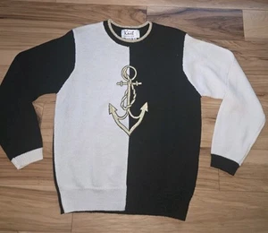 Vtg. The Knit Collection Russ Women’s Sweater Anchor Nautical Navy Gold MEDIUM  - Picture 1 of 7