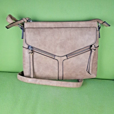 American Eagle 棕色皮革可调节斜挎包钱包/挎包 – 从未使用过 — 第 1/4 张图片