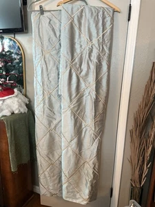 BOMBAY COMPANY  2 Light Teal And Taupe DRAPES~Lined 84”LONG - Picture 1 of 11