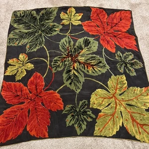 Sciarpa seta vintage foglia autunno design vibrante colorata 32" quadrata - Foto 1 di 6