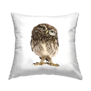 Owl Tilting Head Portrait Design by Elephant Stock Throw Pillow, 18 x 18, Brown - Picture 1 of 7