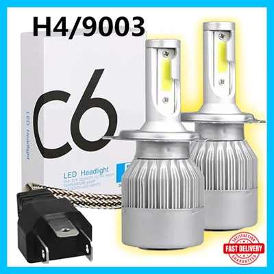 2Pcs C6 LED Car Headlights H1 H3 H4 H7 H9 H11 36W 7600LM 6000K Hi/Lo Beam - Image 1 of 3