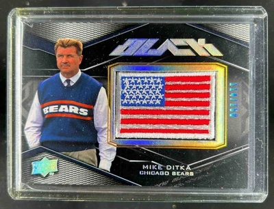 Parche bandera Mike Ditka 2009 Upper Deck negro #/250 Bears Foto 1 de 2