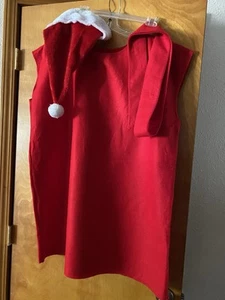 ROTES 3-TEILIGES WEIHNACHTSELFENKOSTÜM HANDGEFERTIGT HALLOWEEN ERWACHSENE ONE SIZE - Bild 1 von 4