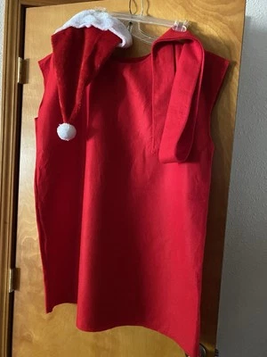 DISFRAZ DE ELFO DE NAVIDAD ROJO 3 PIEZAS HECHO A MANO HALLOWEEN ADULTO TALLA ÚNICA Foto 1 de 4
