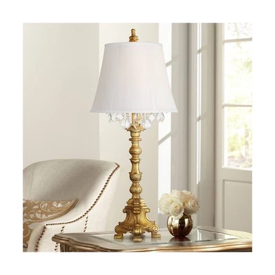 Lámpara de mesa estilo francés tradicional Barnes and Ivy Duval 34" de alto dorado brillante... Foto 1 de 4