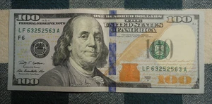  REPEATER SERIAL NUMBER FANCY 63252563 $100 ONE HUNDRED DOLLAR BILL NOTE 2009A - Picture 1 of 4
