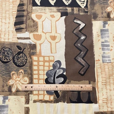 Tela decorativa abstracta caprichosa suave amarilla marrón BTY Foto 1 de 4