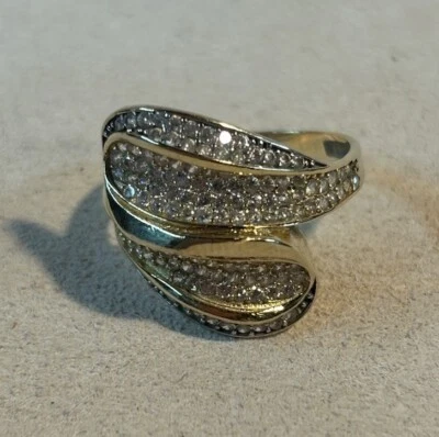 VTG 14k Yellow Gold White Sapphire Pave Ring 8” - Image 1 of 4