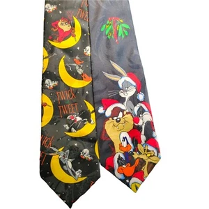 Looney Tunes Mania Vintage 1996 Herren Krawatten HALLOWEEN WEIHNACHTEN zwei Krawatten Set - Bild 1 von 7