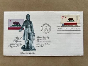 1663 Bicentennial California State Flag FDC Fleetwood Feb 23 1976 Washington DC - Picture 1 of 2