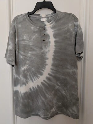 New Mens Sovereign Code Tie Dye Henley Tee T-Shirt - Medium - Gray/Blue/White - Image 1 of 3