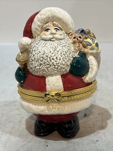 Vintage Kurt S. Adler Santa Porcelain Hinged Box Santa’s World 3.5”x 2.5” Tall - Picture 1 of 10