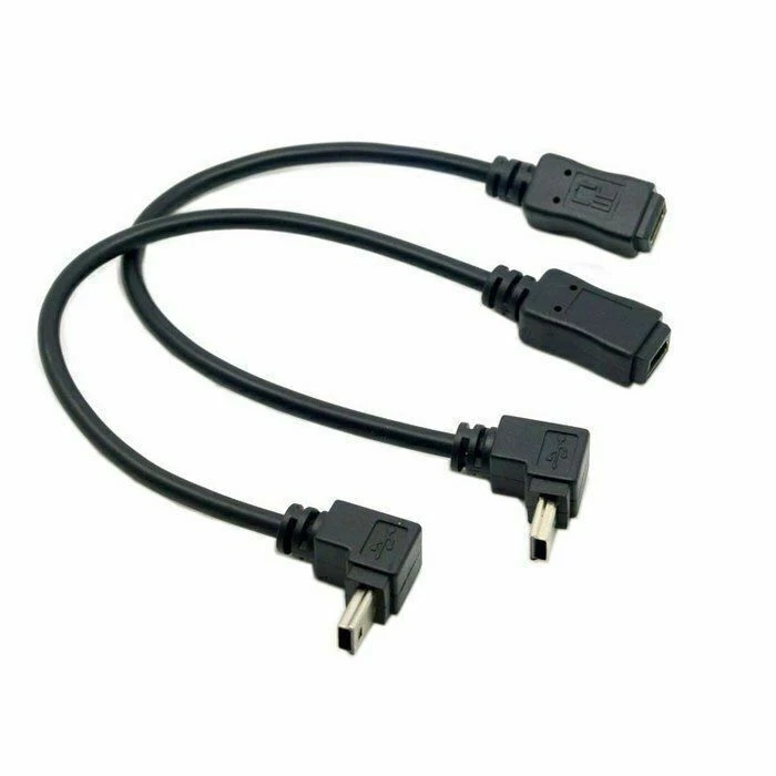 2pcs Mini USB 5 Pin Male to Female Cable 90 Degree Up Down Direction Angled CY - Image 1 of 4
