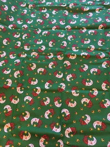 Treena's Little Bit of Christmas Crescent Moon Santa Toss Cotton Fabric 1 yard - Picture 1 of 2