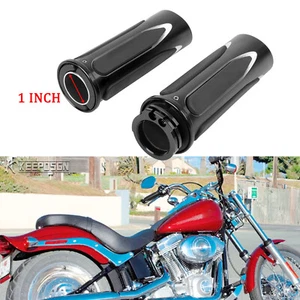 pair 1" 25mm Throttle Grips Hand Grips Aluminum For Harley Softail Slim Fatboy - Picture 1 of 12
