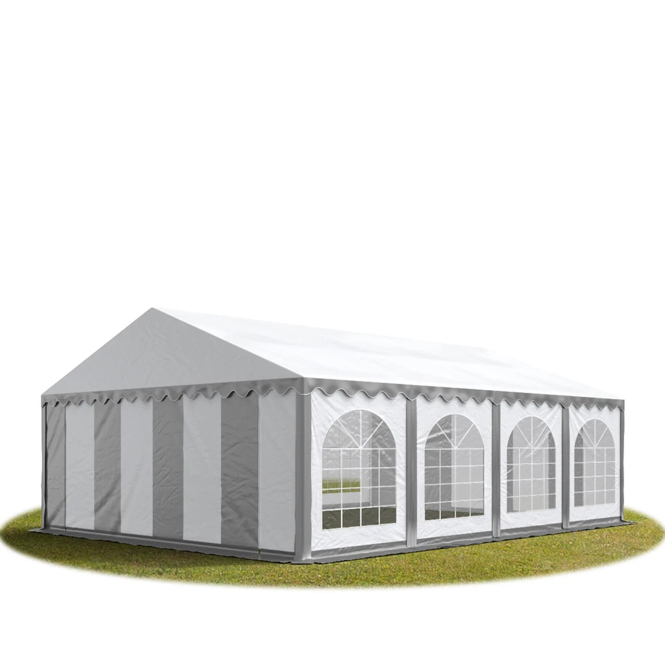 5x8m PVC Partyzelt Bierzelt Zelt Gartenzelt Festzelt Pavillon grau-weiß NEU - Bild 1 von 1