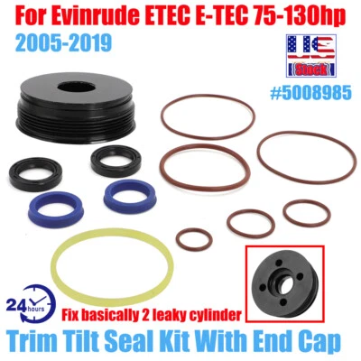 For Evinrude ETEC E-TEC 75-130hp 2005-2019 Trim Tilt Seal Kit w/ End Cap 5008985 - Image 1 of 4
