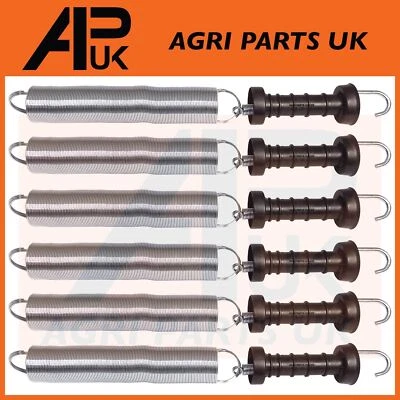 APUK 6 x Schwerlast Elektrischer Zaun Tor Griff mit 5m Feder Poly Isolator Kit NEU
