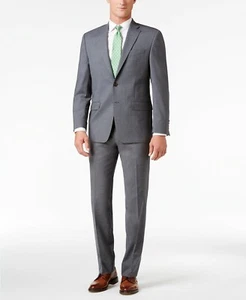 NEW LAUREN RALPH LAUREN ULTRAFLEX 100% WOOL STRETCH MED GREY 2 PC SUIT 42 36W  - Picture 1 of 6