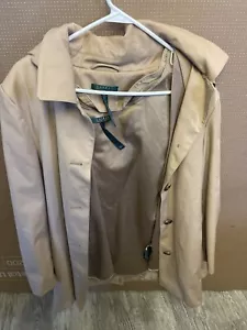 Ralph Lauren Damen Mantel Beige Baumwolle Gabardine Größe Large L Kapuze I13 - Bild 1 von 3