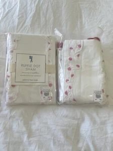 Pottery Barn Kids | Set Of 2 White Ruffle Pink Dots Ribbons Standard Pillow Sham - Picture 1 of 6
