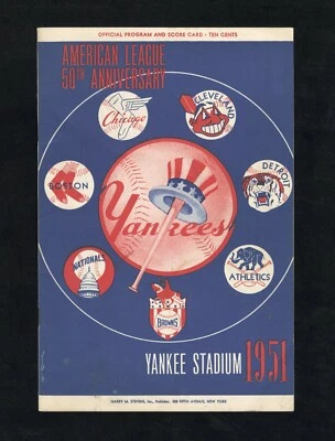 1951 New York Yankees Game Program Mickey Mantle Rookie Joe DiMaggio  NICE!!! - Image 1 of 3